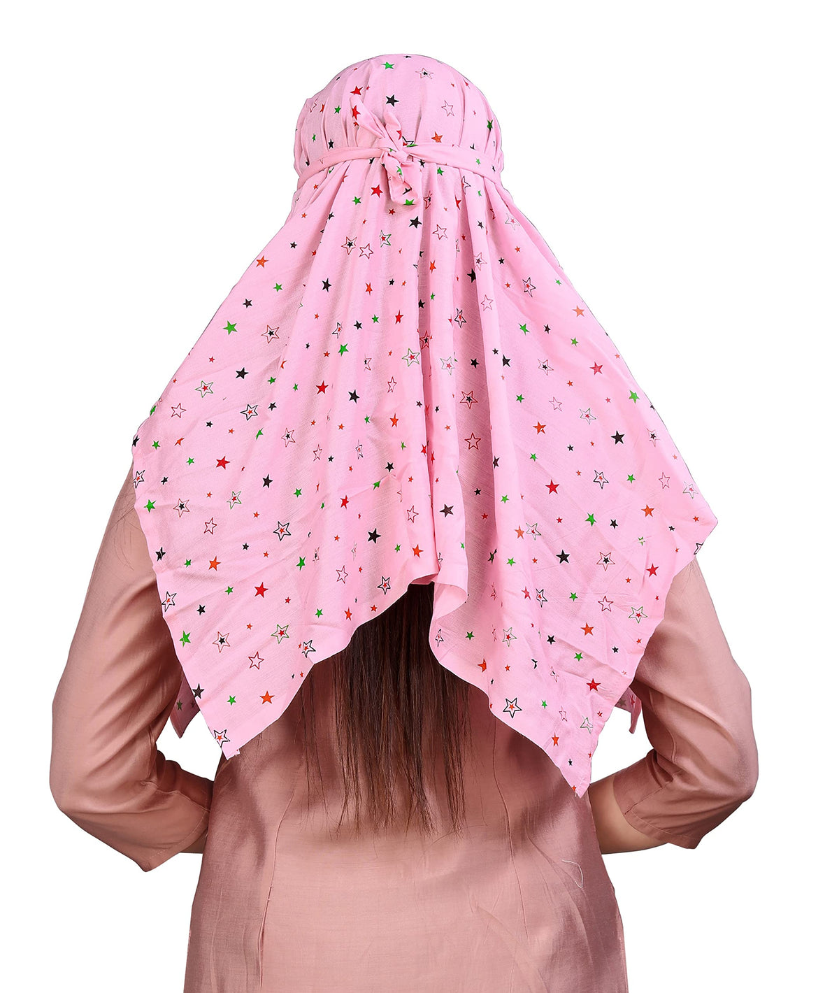 7 season's Women's Cotton Short Scarf Cum Mask for Female Universal Size/Usable For Vehicle Driver For Sunlight Uv Protection/White Printed Design (Cap_Pink, Free)