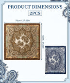NHCDFA 2PCS Scarf for Women Stylish Bandanas for Women, Versatile Fashion Accessory for Daily Styling and Special Occasions, Set of 2 Retro Print Square Scarves in Caramel and Navy Blue