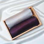 ABZURA Premium Muna Satin Scarf | Soft, Shiny & Stylish | Pack of 2 | 200 cm x 70 cm (SILVER-WINE)