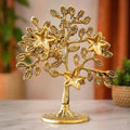 Metal Kalpavriksha Tree for Home Decor - Golden Wish Fulfilling Tree Metal Showpiece for Temple, Vastu, Office Table & Gifting Banyan (No 1 Golden)