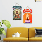 Artvibes Gautam Buddha Meditating Wooden Wall Haning for Living Room | Spiritual Decor Items | Wall Art Painting For Hall | Wall Paintings | Handcrafted Art | Poster | Gift Items (WH_9213N), Set of 2