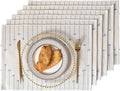 ALSTONIA Handmade Cotton Dining Table Placemats | Heat Resistant Dining Table Place Mats |Kitchen Tabletop|Kitchen Coffee Center Table & Eating Areas (Blue & White, 6 Pcs Placemats) Kafalo