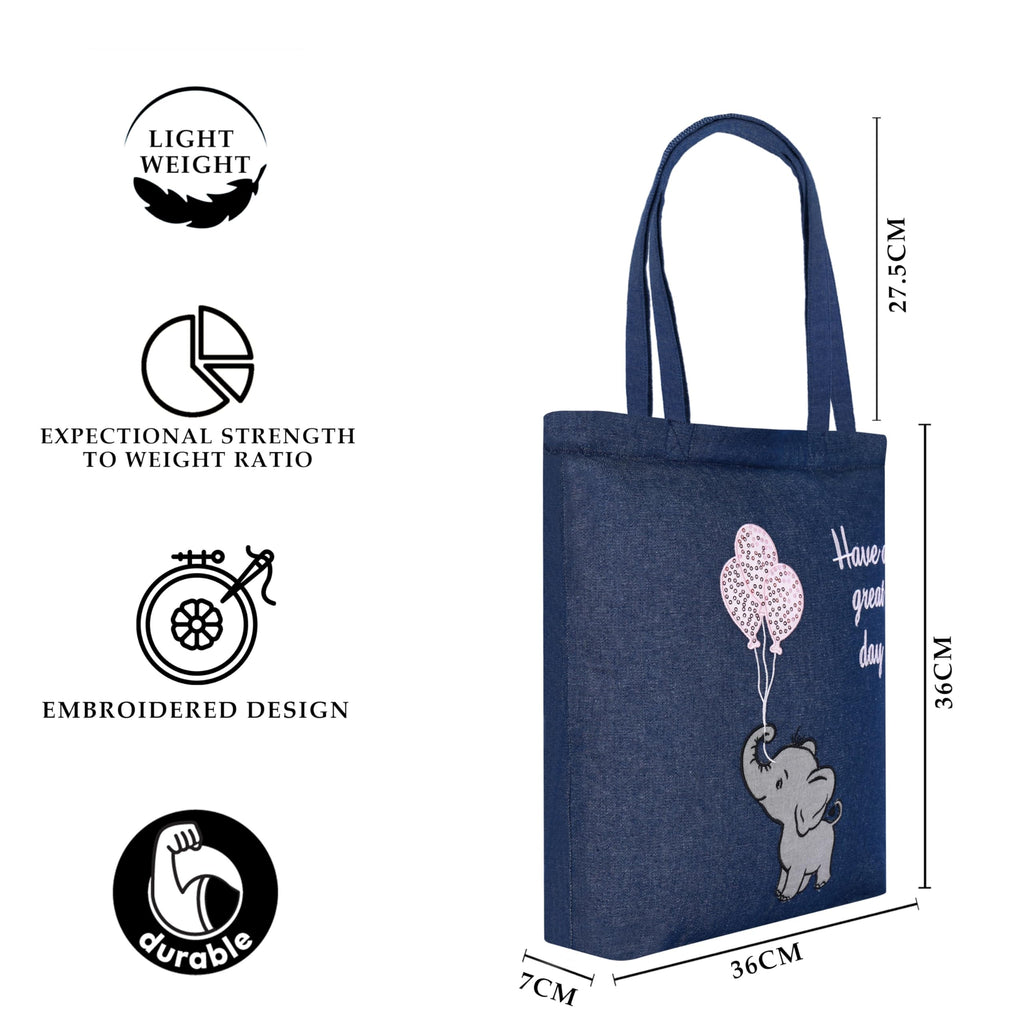 MASQ by Q-One Cute Genes Foldable Reusable Tote Bag for Women with Zip | College Bag for Girls | 100% Organic Canvas Tote for Shopping, Travel & Beach | Multi-Purpose Sturdy Bag with 15kg Capacity