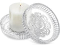 FUNKYFINDS Candle Plate 3.8 Inch Glass Candle Holders for Pillar Candles Candle Coaster Holder Round Candle Stand for Table Centerpieces, Wedding, Party, and Home Decor (Set of 2)