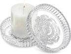 FUNKYFINDS Candle Plate 3.8 Inch Glass Candle Holders for Pillar Candles Candle Coaster Holder Round Candle Stand for Table Centerpieces, Wedding, Party, and Home Decor (Set of 2)