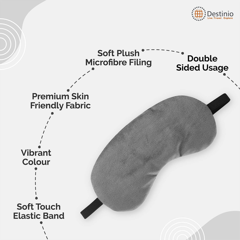 ALN® Premium Velvet Travel Neck Pillow with Eye Mask Combo for Travelling and Sleeping in Airplane Flight, Car, Train, Bus for Men & Women Head Rest Neck Holder Pillow for Pain Relief & Deep Sleep