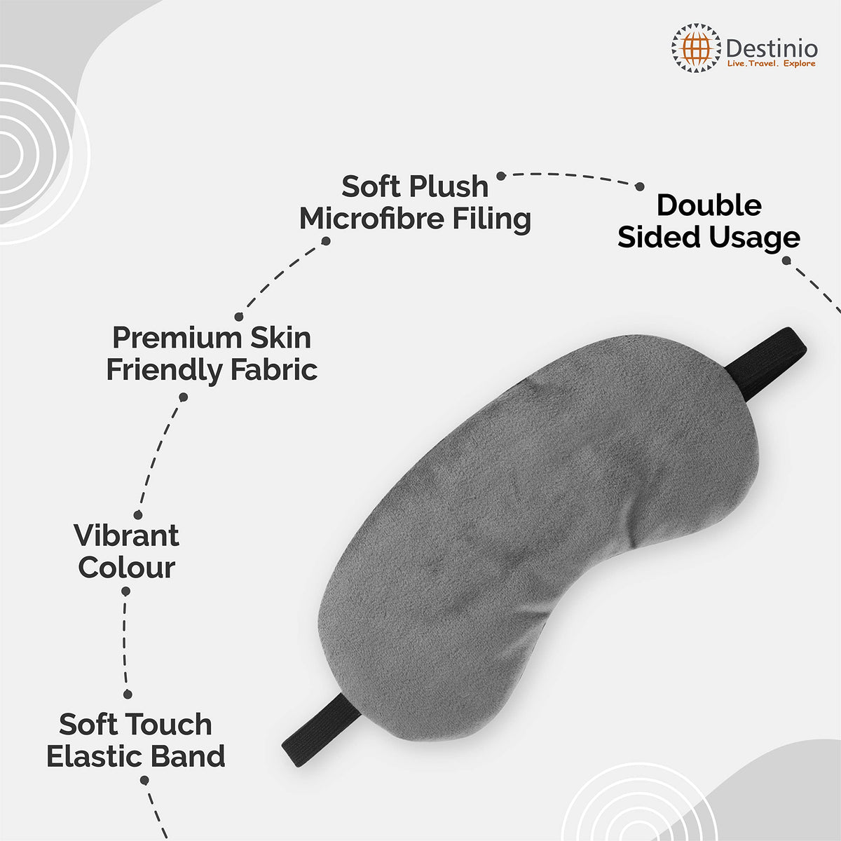 ALN® Premium Velvet Travel Neck Pillow with Eye Mask Combo for Travelling and Sleeping in Airplane Flight, Car, Train, Bus for Men & Women Head Rest Neck Holder Pillow for Pain Relief & Deep Sleep