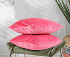 RD TREND® Cushion Cover Set of 2, Decorative Sofa Living Room Home Square Cushion Covers 16 Inch x 16 Inch, Aesthetic Corduroy Striped Double Sided (Salmon)