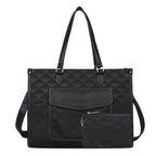 Womanix PU Laptop Tote Bags for Women with Front Pocket, Work Bag,15 inch tote for Women, Large Capacity Handbag for Office, School, Travel, Teacher Purse (Black Black)