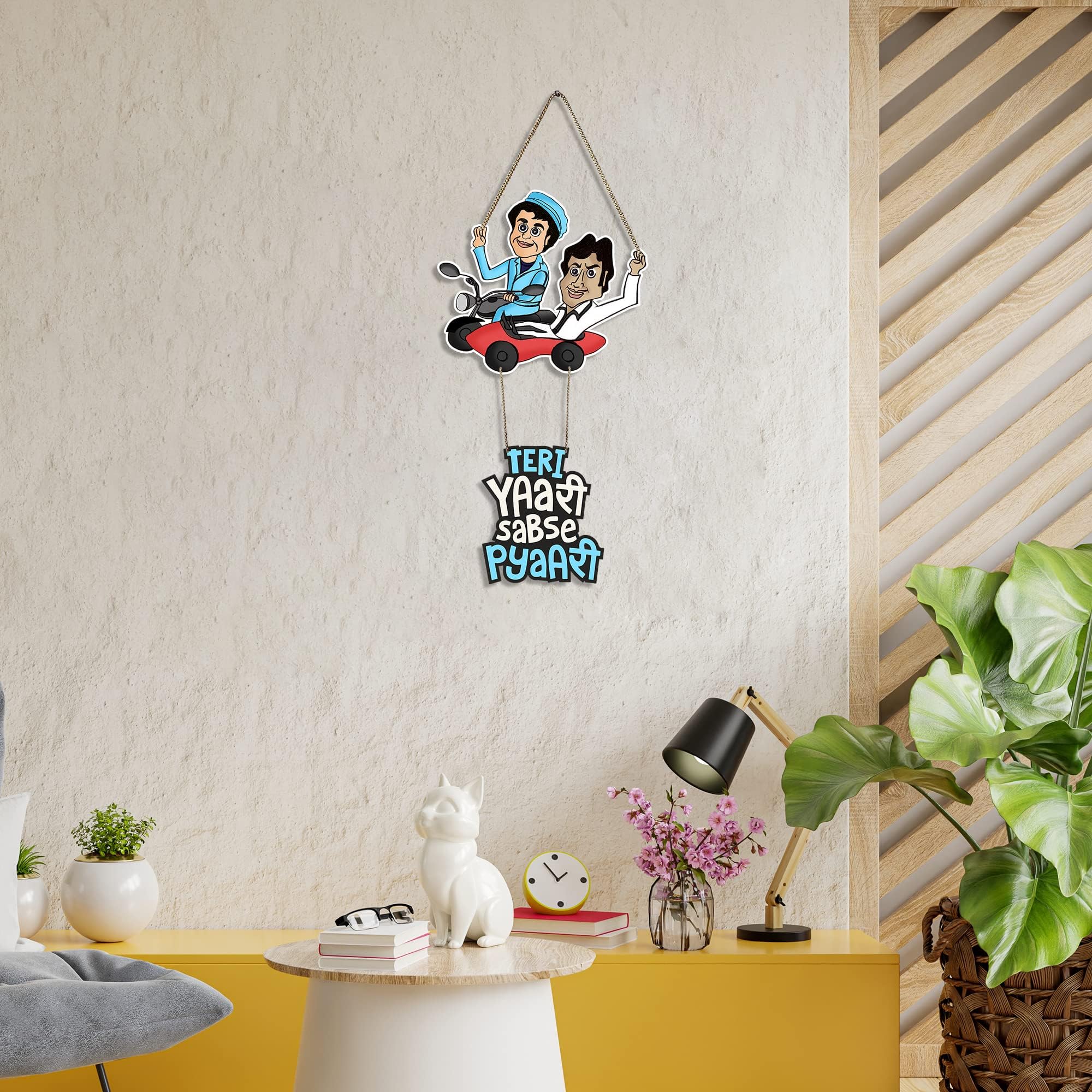 Artvibes Teri Yaari Sabse Pyari Printed Wooden Wall Art for Living Room | Quotes Decor Item | Wall Accents | Friendship Quotes Gift Items | Wall Illustrations | Aesthetic Wall Hanging(WH_5710NN)