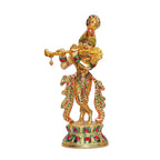 KridayKraft Lord Krishna Metal Statue,Krishna Idol Murti Playing Flute for Temple Pooja,Decor Your Home,Office & Showpiece Figurines Gift Article,Religious Idol...