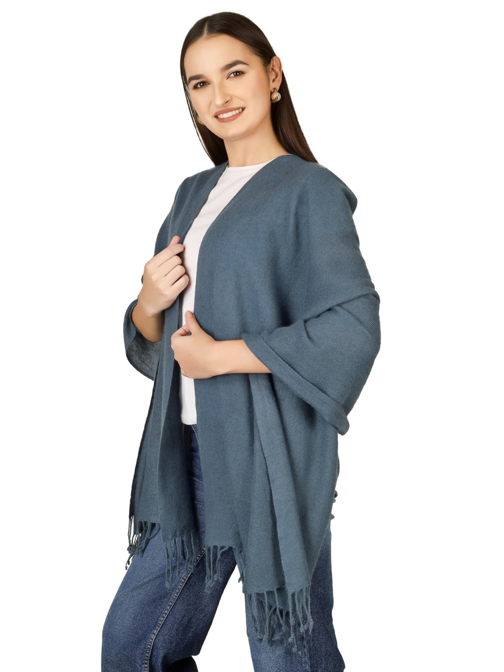 VERAME Pure Pashmina Stole for Women | Thick & Ultra Soft Solid Winter Shawl | Luxury Plain Warm Pashmina Wrap for Winter, Weddings and Parties (GREY)