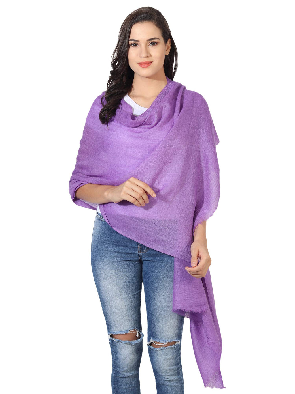 MUFFLY Fine Blended Ultra Soft & Warm Wool Silk Unisex Pashmina Shawl, Stole & Wrap with Hanger (Mouve)