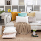 Khooti Velvet Striped Cushion Cover Pack of 1-32 x 32 / 81 x 81 cm | Gold | Soft Pillow Covers Cushion Case for Sofa Bedroom Livingroom Chair Car, Cushion Cover with Zig Zag Pattern