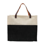 JUTEKA Stylish, Black,Durable, Multipurpose Hand Bag for Lunch, Shopping, Eco Friendly Jute Bag with Leather Handles……