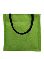 JUTEKA Printed Eco Friendly Jute Bag with Zipper Closure and Premium Cotton Handles for Lunch, Grocery, Tiffin, Office, Shopping