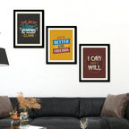 VIBECRAFTS Motivational Quotes Multi Wall Hanging Frames Set of 3 For Office Digital Reprint Posters with Synthetic Wooden Frame Home, Decorative Gift Item (15 x 12 inch) (PFVC3Pcs4_1316)