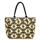 AQVA Cotton Canvas Tote Bag for Women with Side Pockets | Trendy Stylish Multipurpose Handbag with Zipper | Shoulder Bag for Shopping, Travel and Work | Jaali, Black