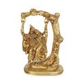 SVARUP Brass Radha Krishna Murti on Jhula in Gold Color Height 6.5 Inch