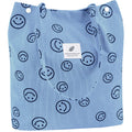 Kawn® Women Corduroy Tote Bag Canvas Shoulder Purse Reusable Shopping Bag Grocery Bag Large Capacity Washable Handbag Girls Shoulder Bag with Inner Pocket For Daily Use Work Travel (Smiley Sky Blue)