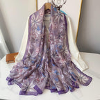 CrossKulture Scarf Stole for Women - 185 x 135 cm Chiffon Scarf with Floral Print | Lightweight Scarf, Soft Stole for Women | Satin Feel Neck Scarf | Women Accessory (Colour8)