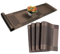 WOODTULA Placemats and Table Runner - Heat-Resistant Mats for Dining Table - Kitchen Set (4-Piece Placemats, 1-Piece Runner, Brown) Kafalo