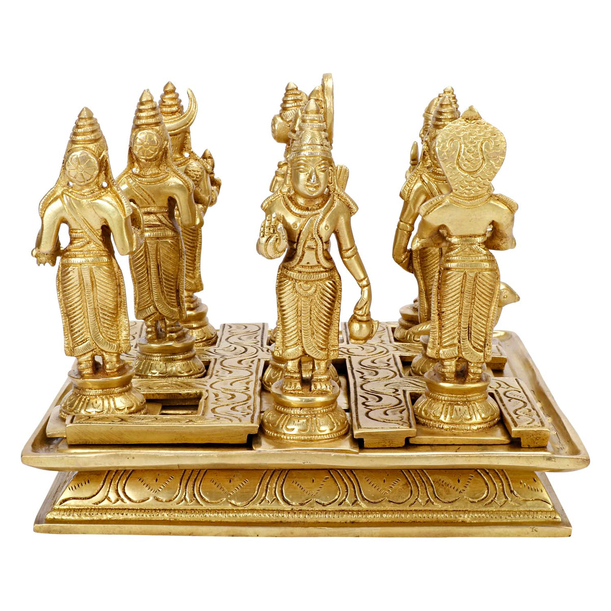 ARTVARKO Brass Navagraha Statue Nine Plant Kundli Navgraha Puja to Remove The Negative Effects of The Malefic Planets 7 Inch