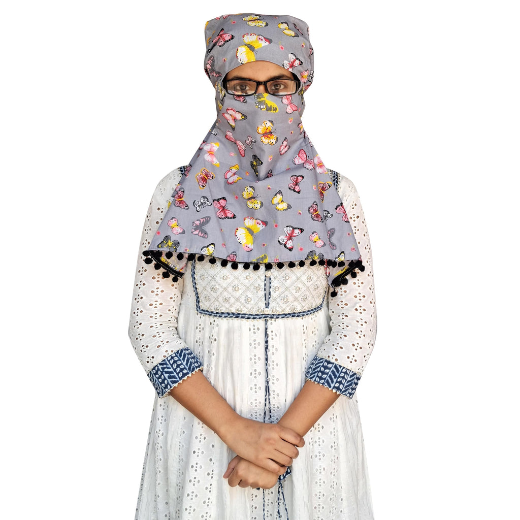 Switchon Export quality Cotton Multi color scarf hijabf for women for 12 yrs and above (Grey_Multi)