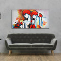 VIBECRAFTS Canvas Paintings for Living Room Drawing Room Abstract Art Wall Painting of Radha Krishna Fitted with Wooden Frame for Home|Office|Gift(PTVCH_2295NV)