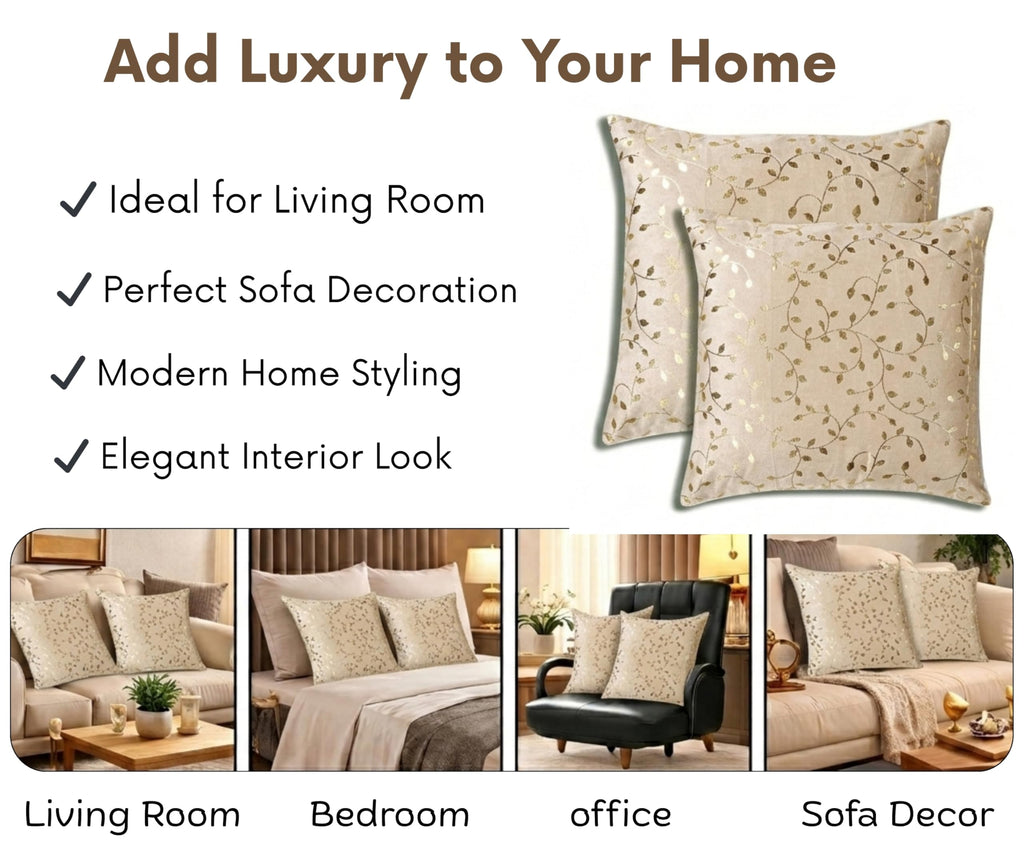 RD TREND® Premium Velvet Cushion Covers Set of 2 | Soft Decorative Throw Pillowcases for Sofa, Bed & Living Room | Cushion Cover 18 inch x 18 inch (45x45cm) Cream Caramel