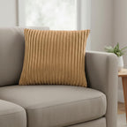 Yellow Weaves Pencil-Stripe Fur Cushion Covers | Soft Polyester | Decorative Sofa & Throw Pillow Covers | 16x16 Inches, Pack of 2 (Coffee & Golden Brown)