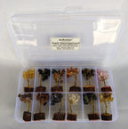 Rocksmins Baby Money Tree Set of 12 Natural Small Size Stone Mini Crystal Trees with Different Gemstones for Good Luck Office and Home Decore Wealth Vastu Prosperity Decoration Original Gemstone