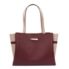 Carrylux Dual Tone Large Capacity Croco Pattern Tote Handbags Purses Shoulder Bag For Womens (Maroon)