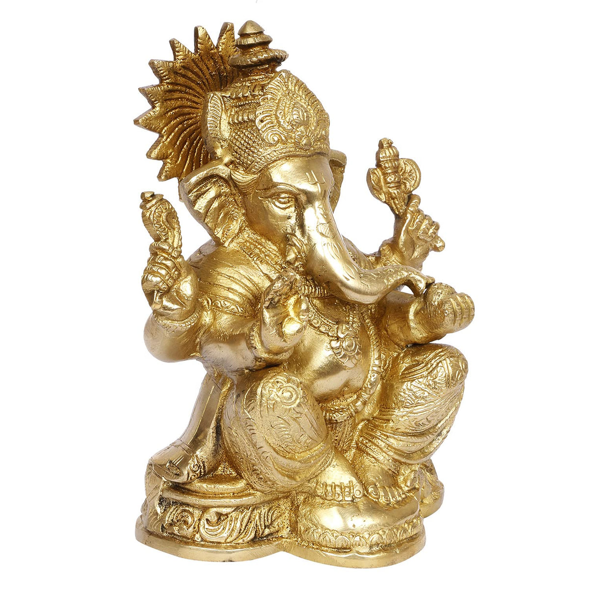 ARTVARKO Brass Sitting Ganesha Ganpati Idol for Gift Ganesh Big Size Murti Home Décor Shop Entrance Height 6.5 Inches