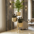 BEHOMA Gold Metal 3-Tier Floor Planters with Stand, Living Room