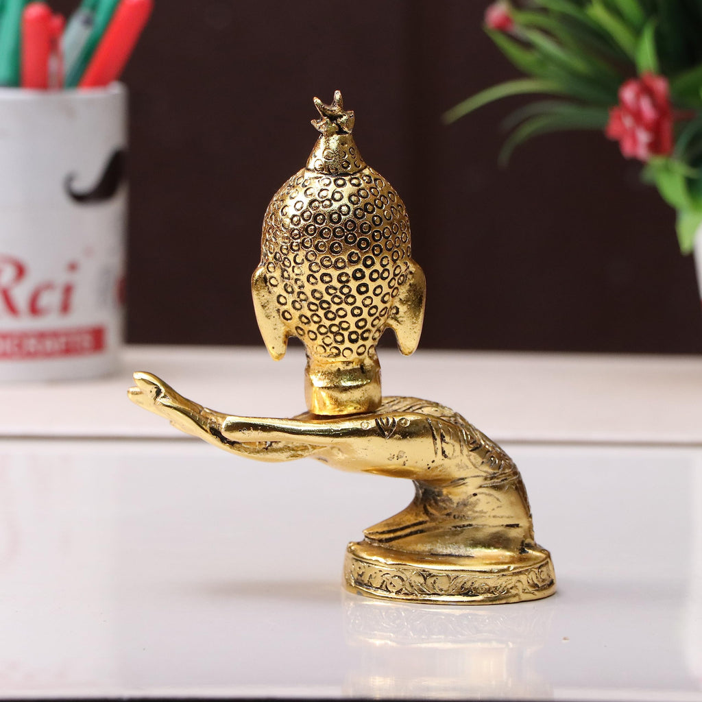 KridayKraft Hand Buddha Statue Face on Hand Showpiece for Feng Shui or Vastu/Hand Buddha Idol Buddha Statue for Home Decor (Golden)
