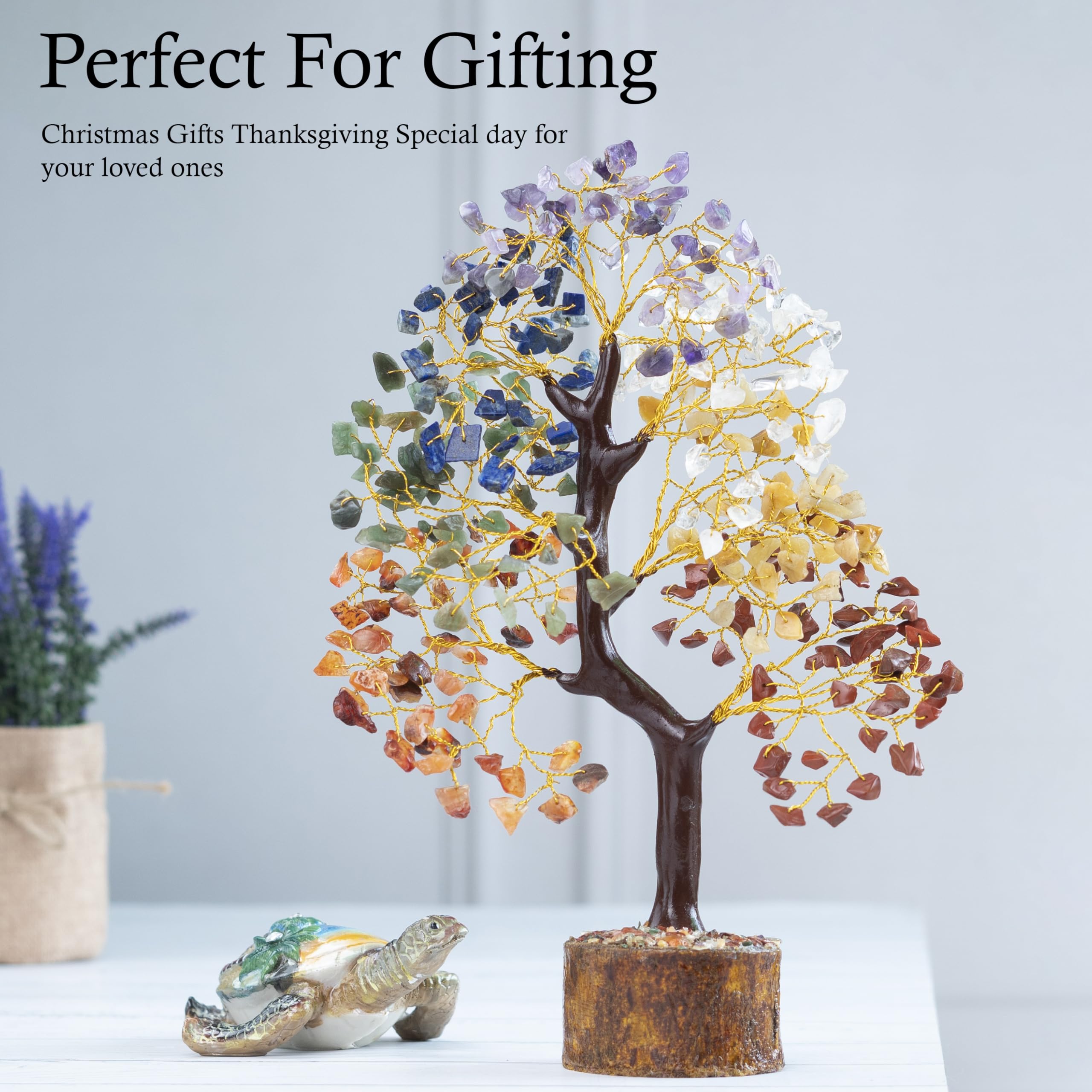 ZAICUS Seven Chakra Crystal Tree Showpiece for Home Decoration | 8-10 Inch