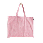 KITES CREATIONS 100% Cotton Shopping Bag, Stylish & Shoulder Tote with Inner Pocket, Perfect for Grocery, Travel, Shopping, Chambray Slub (14”x17.5”x5.5”), Set of 5 - Viva Magenta