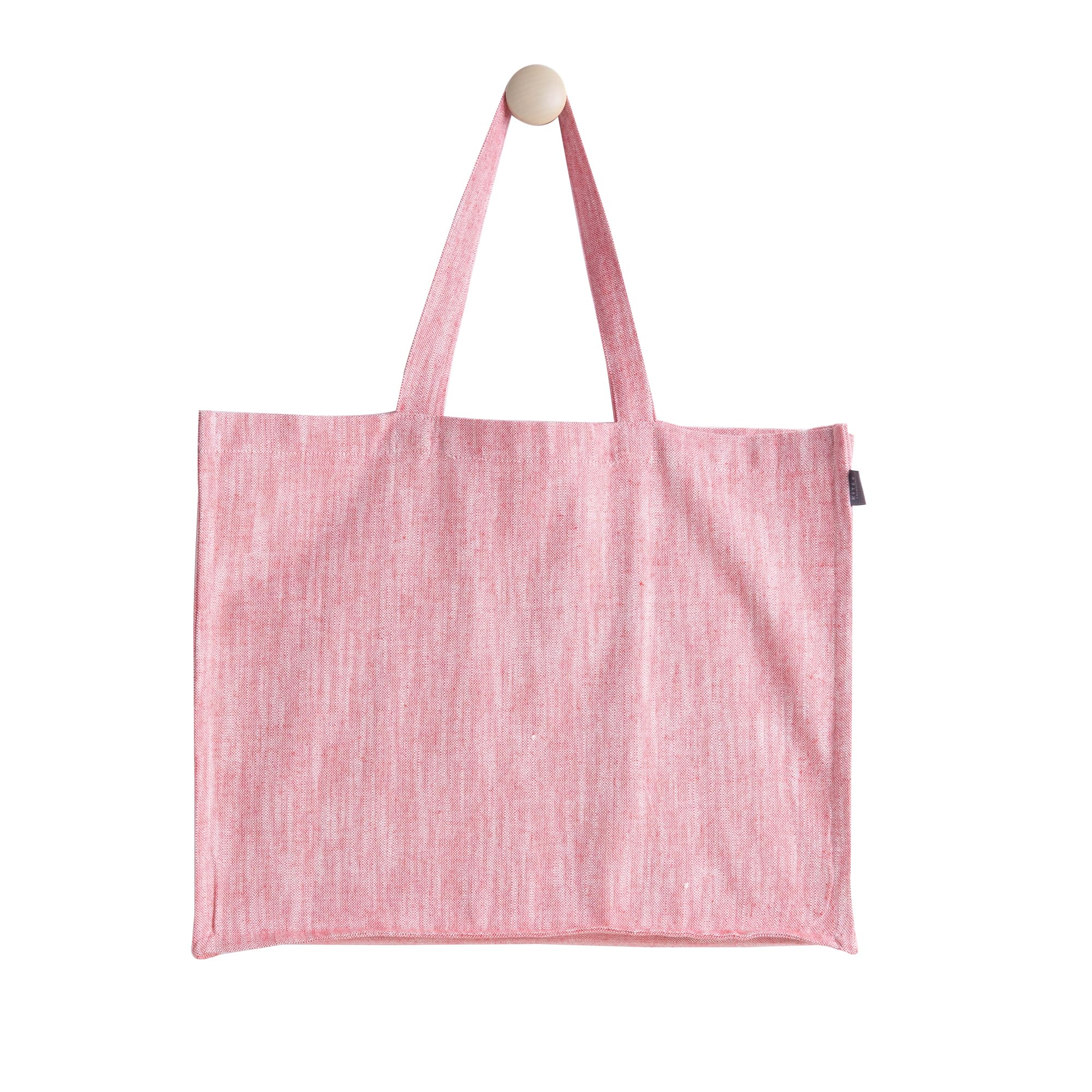 KITES CREATIONS 100% Cotton Shopping Bag, Stylish & Shoulder Tote with Inner Pocket, Perfect for Grocery, Travel, Shopping, Chambray Slub (14”x17.5”x5.5”), Set of 10 - Viva Magenta