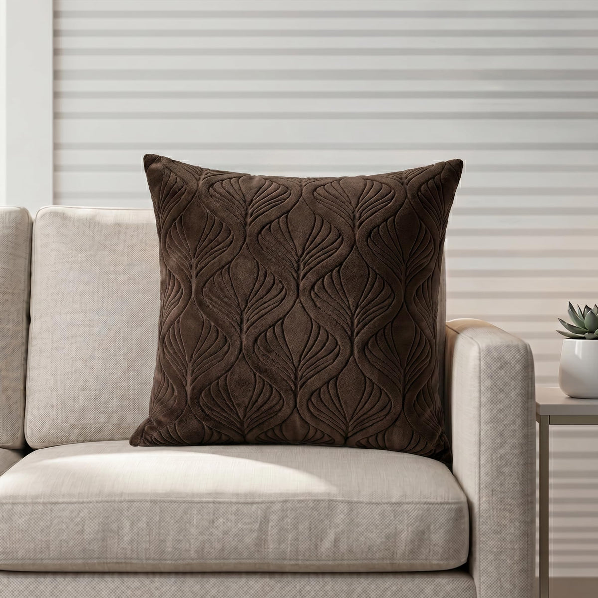 Yellow Weaves Jacquard Cushion Covers | Sofa Cushion Covers | Throw Pillow Cover for Sofa, Couch, Living Room| Removable & Washable | 16x16 Inches, 1 Piece (Coffee Brown)