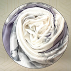 FAHABO Silk Scarf for Women – Soft, Lightweight Silk-Blend Hijab & Stole | Elegant Neck/Head Wrap Shawl | 73 x 35 Inches (Silver, Off White)