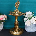 Artvarko Peacock Diya Table Oil Lamp Brass Traditional Handmade Designer Lamp for Temples Puja Festival Gifts & Home Décor Height: 12 Inch