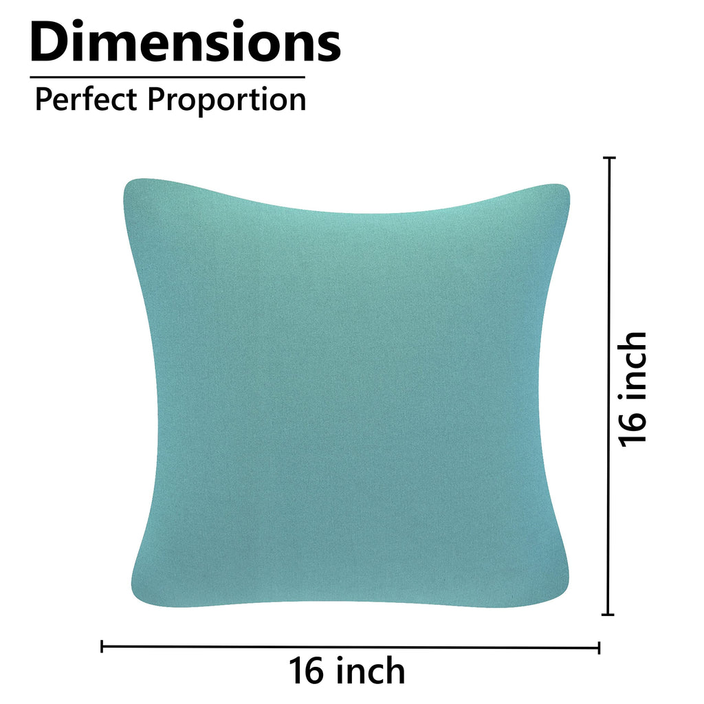 Yellow Weaves Cotton 250 TC Canvas Decorative Cushion Covers, (16 X 16 Inches), Set Of 3, Powder Blue