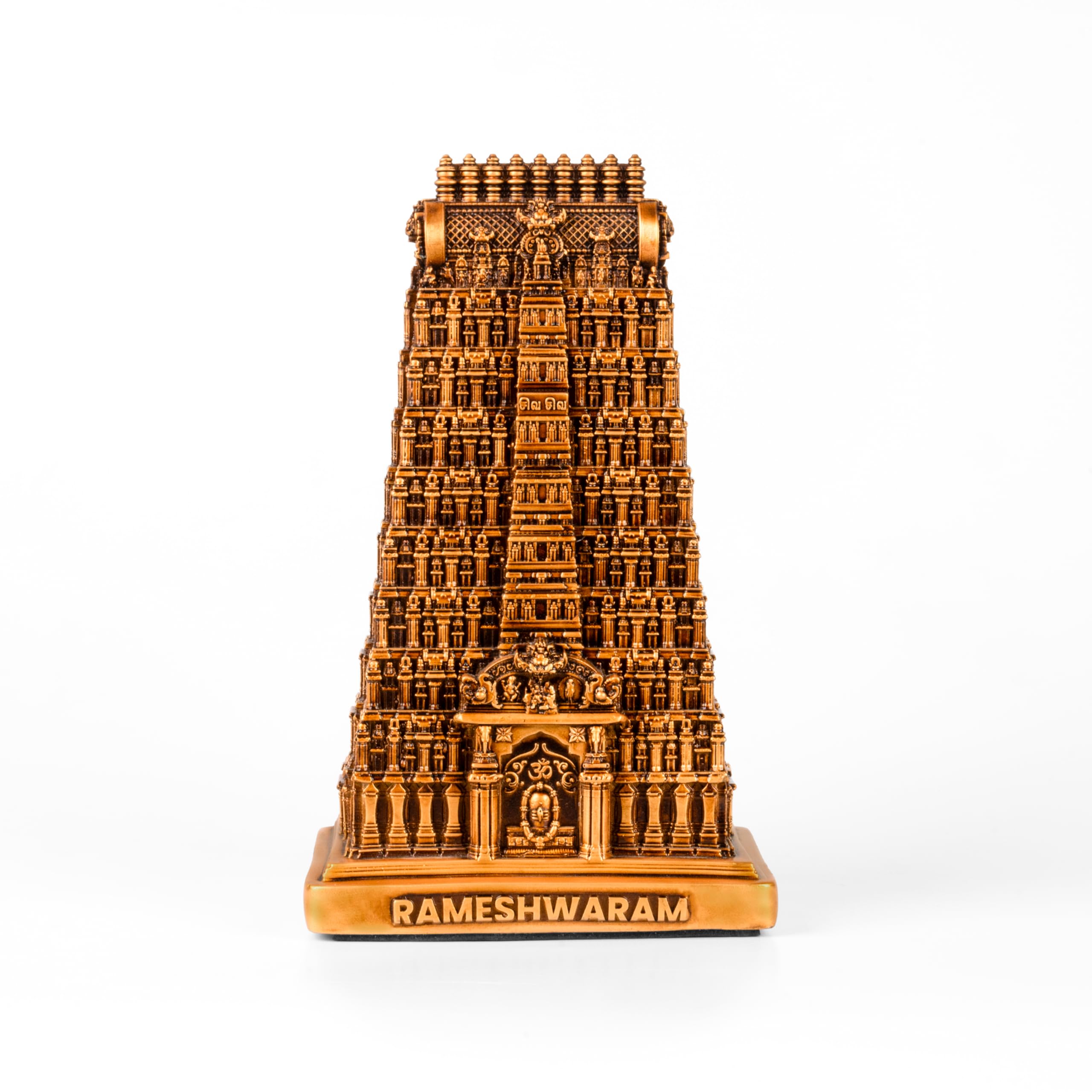 Artarium Rameshwaram Temple Miniature Statue – Shiva Lingam Model, Ramanathaswamy Mandir Idol, Sacred South Indian Temple Decor for Home/Office, Puja Gift, (Resin, Height- 9 Inch, Antique Finish)