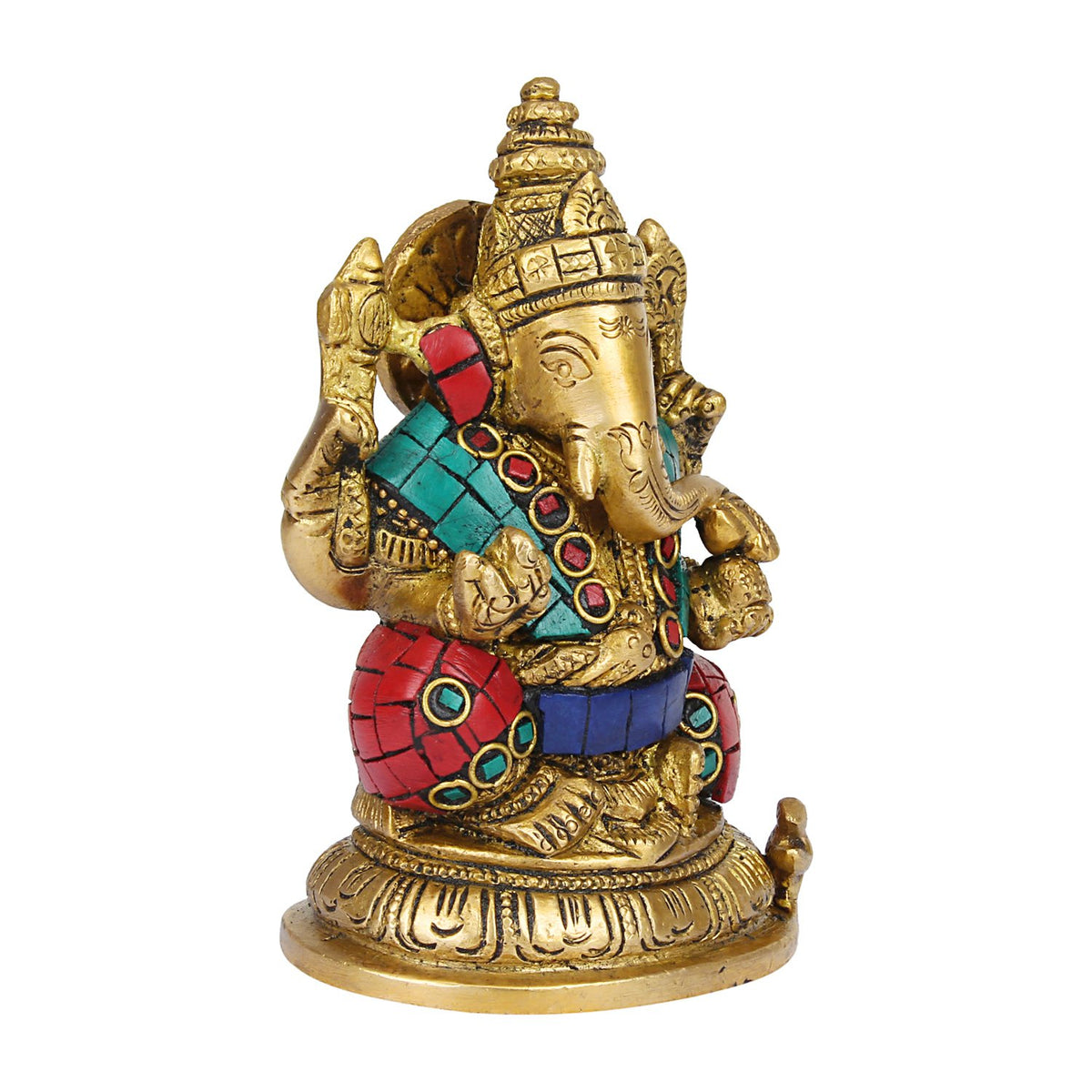 ARTVARKO Brass Ganesha Statue Ganpati Multicolour for Happiness, Health n Wealth At Home and Office Size-5 inches
