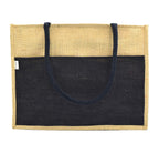 JUTEKA Multicolor spacious Jute Bag with Zipper Closure, Full Size Front Pocket and Large Handles…