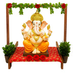 Divyakosh Wood Mandir Foldable Backdrop Stand for Ganpati, Navratri, Durga Pooja, Ideal for Home Mandir and Office As Backdrop Frame, Festival Decoration Item (30X24 Inch)