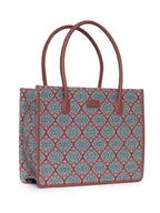 ZOUK Kolkata Nouveau Motif Printed Jute Handcrafted Green Women's Stylish Tote Bags | Tote Handbag| Shoulder bag with double handle