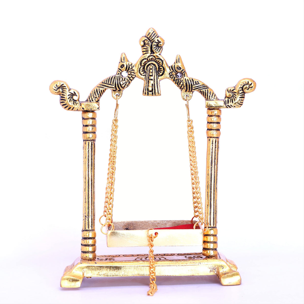 KridayKraft Laddu Gopal Jhulla Palana Metal Gold Plated for Your kanha Metal Krishna jhulla palna Religious Gift Article.