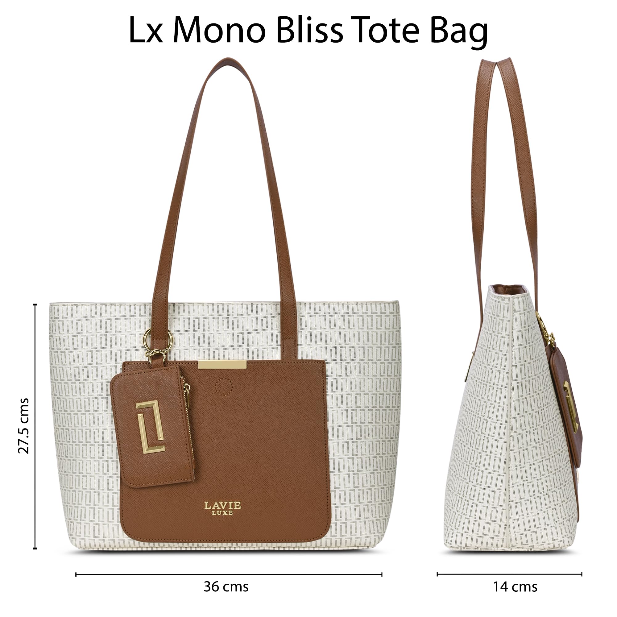 Lavie Luxe Women's Monogram Bliss Tote Handbag | Tote Bag For Work | Ladies purse | Stylish Shoulder Bag | Gift For Women
